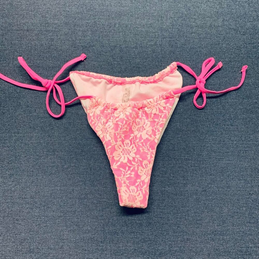 Unbranded BARBIECORE Womens SMALL Cheeky Pink Bikini Lace Bottom